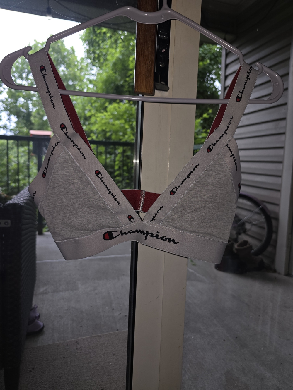 Champion Light Gray & Red Logo Bralette